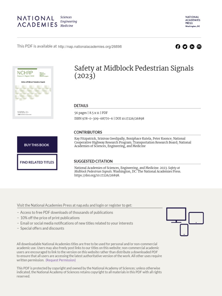 Safety at Midblock Pedestrian Signals (2023) : This PDF Is Available at ...