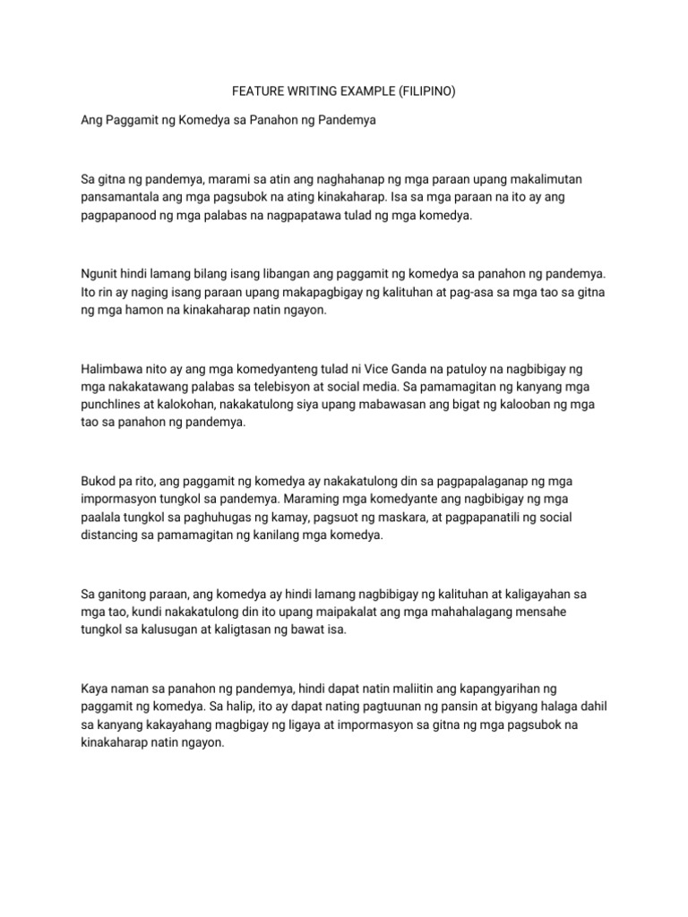 feature-writing-filipino-example-pdf