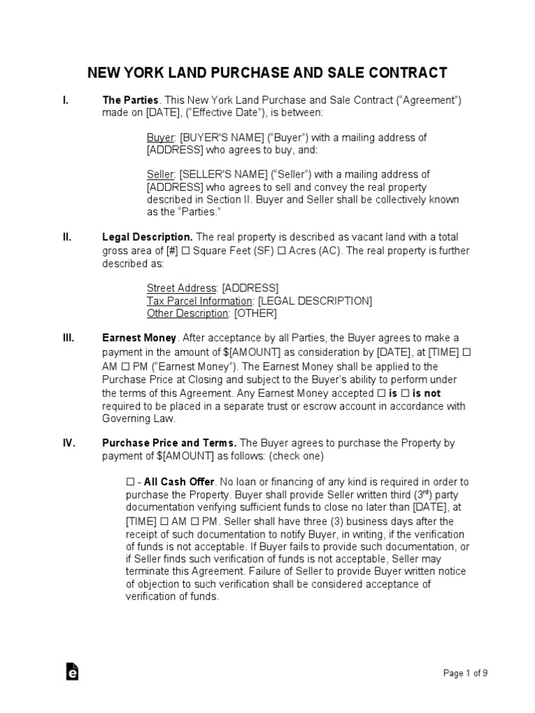 New York Land Contract Download Free PDF Arbitration Loans