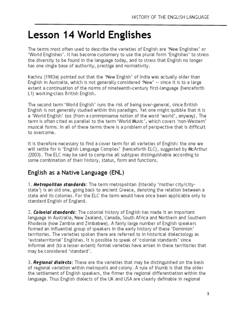 Evolution of World Englishes | PDF | English Language | English As A ...