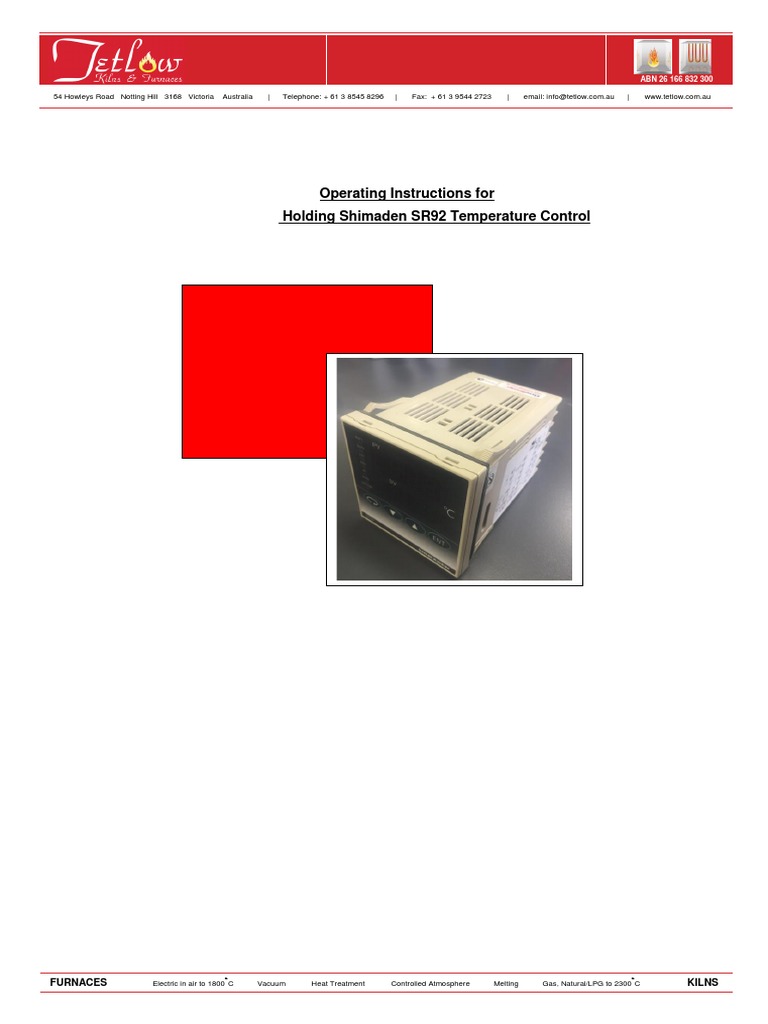 TetlowKilnsFurnacesManualShimadenSr92ControllerInstruction