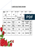 Jadual Waktu Kelas Tahun 2 An-Naim: Isnin Selasa Rabu Khamis Jumaat