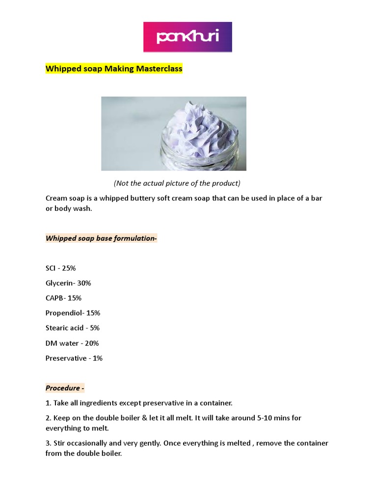 Whipped Soap Making Masterclass Guide | PDF | Cooking, Food & Wine