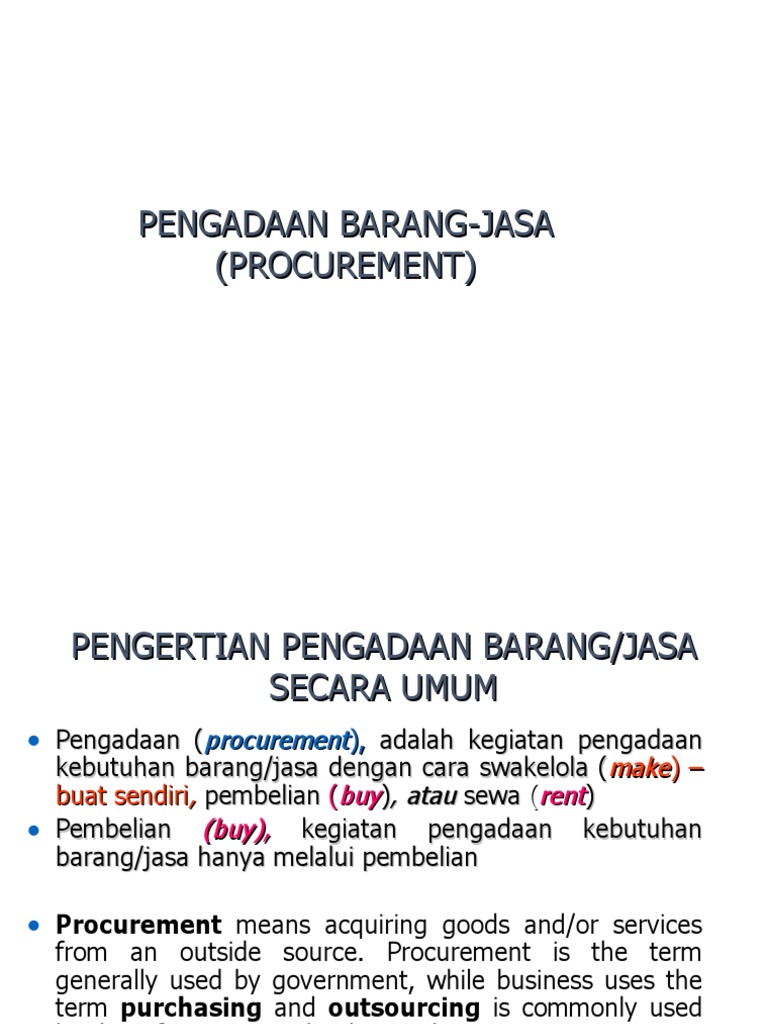 Definisi Pengadaan Barang dan Jasa | PDF