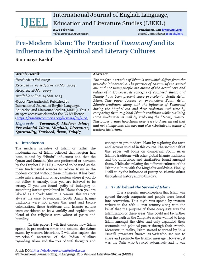 Pre-Modern Islam: The Practice of Tasawwuf and Its Influence in The ...