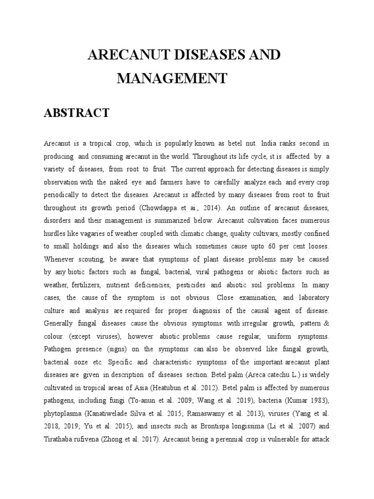 Arecanut Diseases and Management Overview | PDF | Plant Pathology | Plants