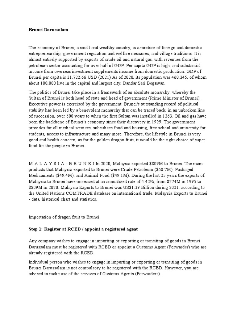 Export Fruit PDF Customs Brunei