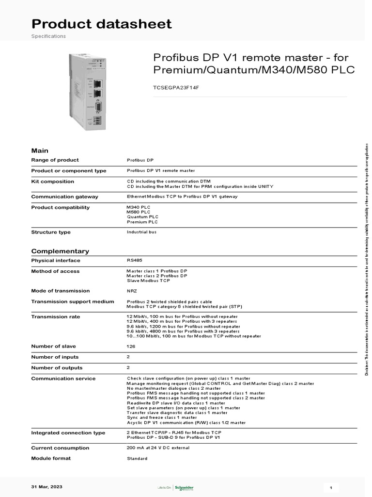 Profibus TCSEGPA23F14F | Download Free PDF | Physical Layer Protocols ...