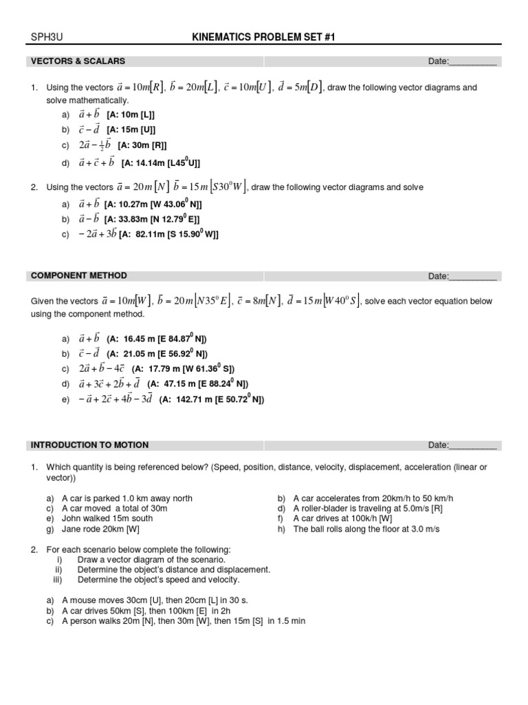 01-Kin PS1 | PDF | Euclidean Vector | Velocity