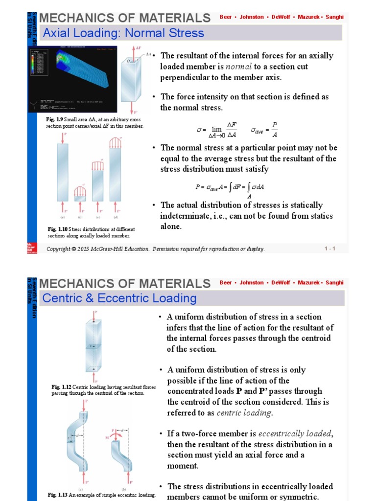 Axial Loading: Normal Stress: Mechanics of Materials | PDF | Stress ...