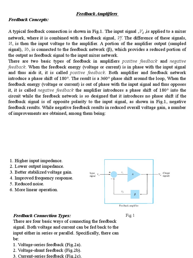 Feedback Amplifier PDF Amplifier Feedback