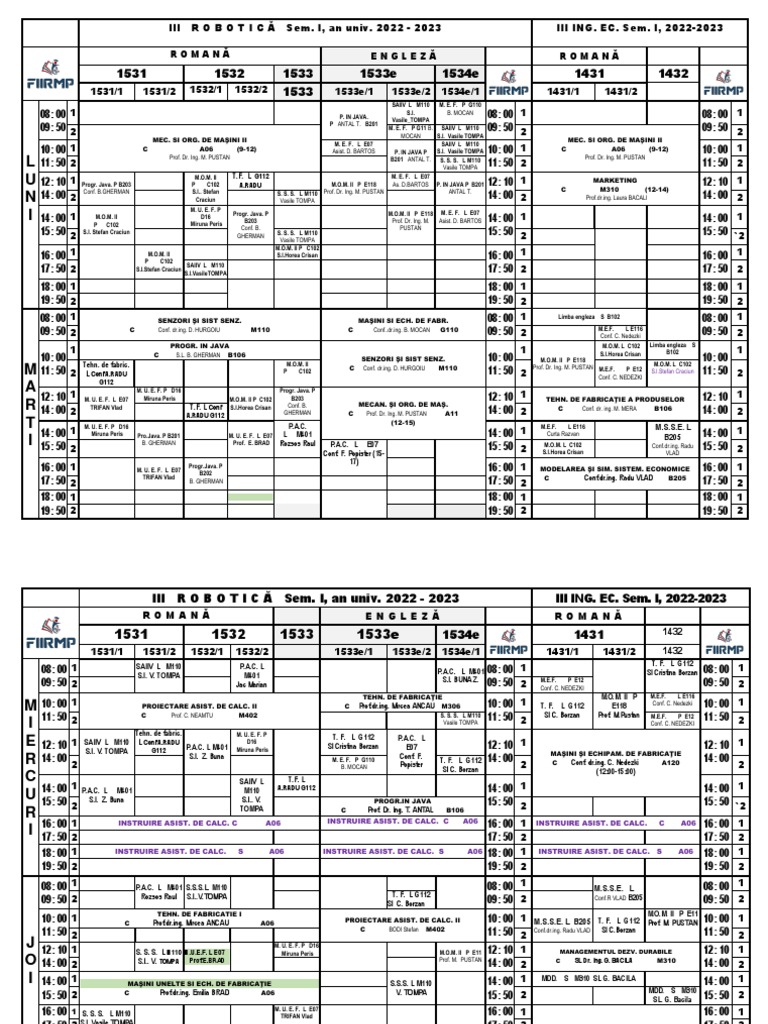 An - III - IEI+RI - S1 - 2022-2023 - 1.10.2022 - Alb | PDF