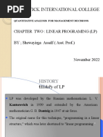 Yardstick International College: Chapter Two: Linear Programing (LP) BY Shewayirga Assalf (Asst. Prof.)