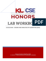 Lab Workbook: 21Cs2214Aa - Desgin and Analysis of Algorithm (Daa)