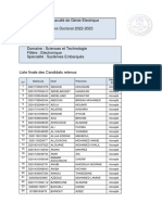 Liste Finale Candidats Retenus - Concours - Doctorat - Systemes Embarques