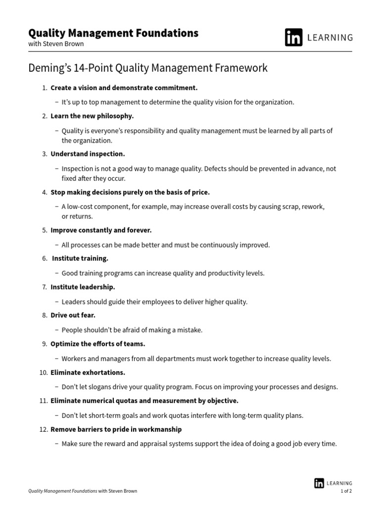 Deming's 14 Points PDF