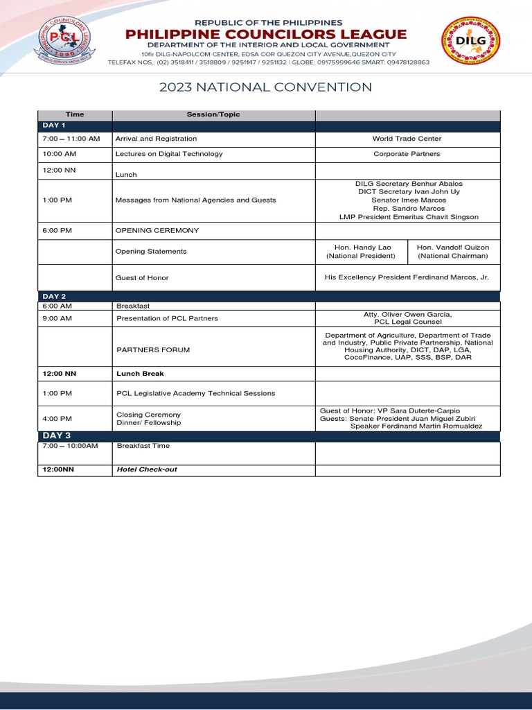 2023 National Convention Agenda Pdf Philippines