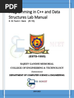 Programming in C++ and Data Structures Lab Manual: II-B.Tech I - Sem (R-19)