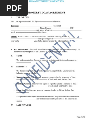 HIRMAT loan agreement