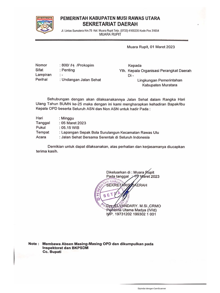 Undangan Jalan Sehat BUMN | PDF