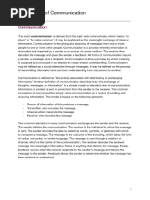 Sociology of Communication Class Notes