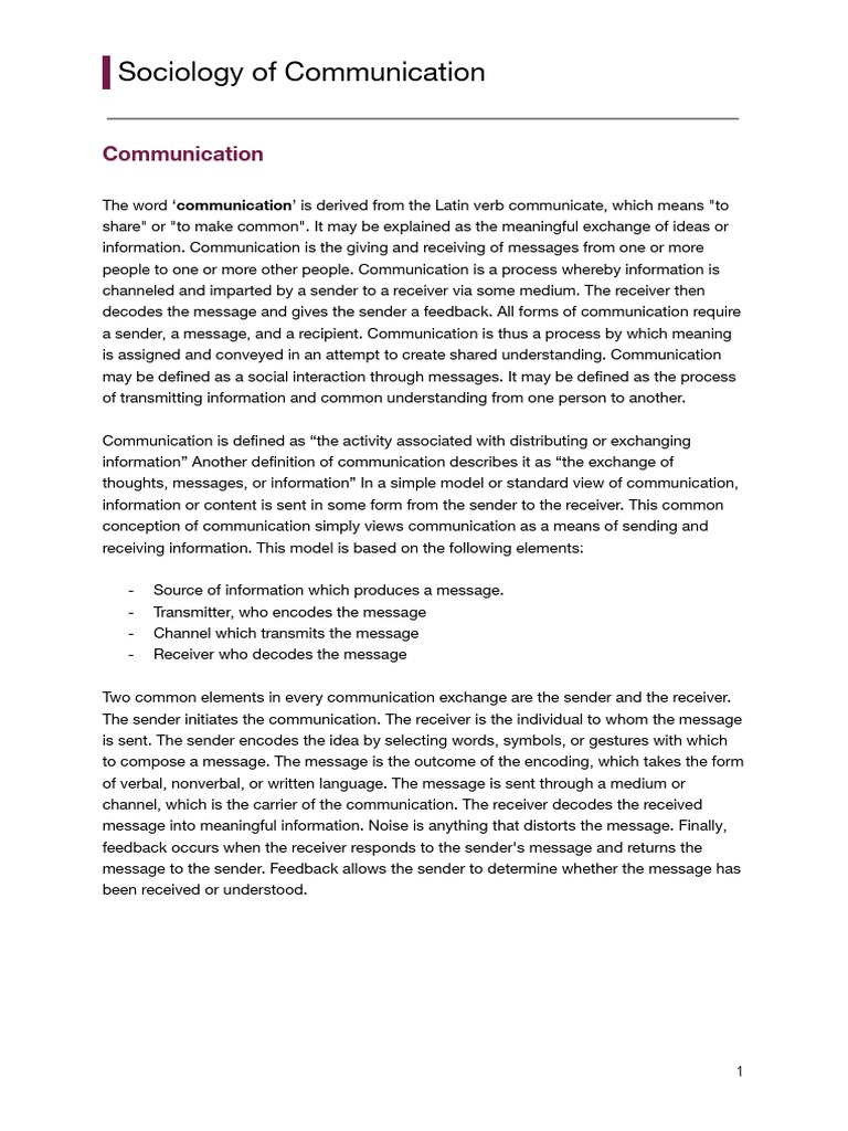 Understanding Sociology of Communication | PDF | Blog | Computer Network