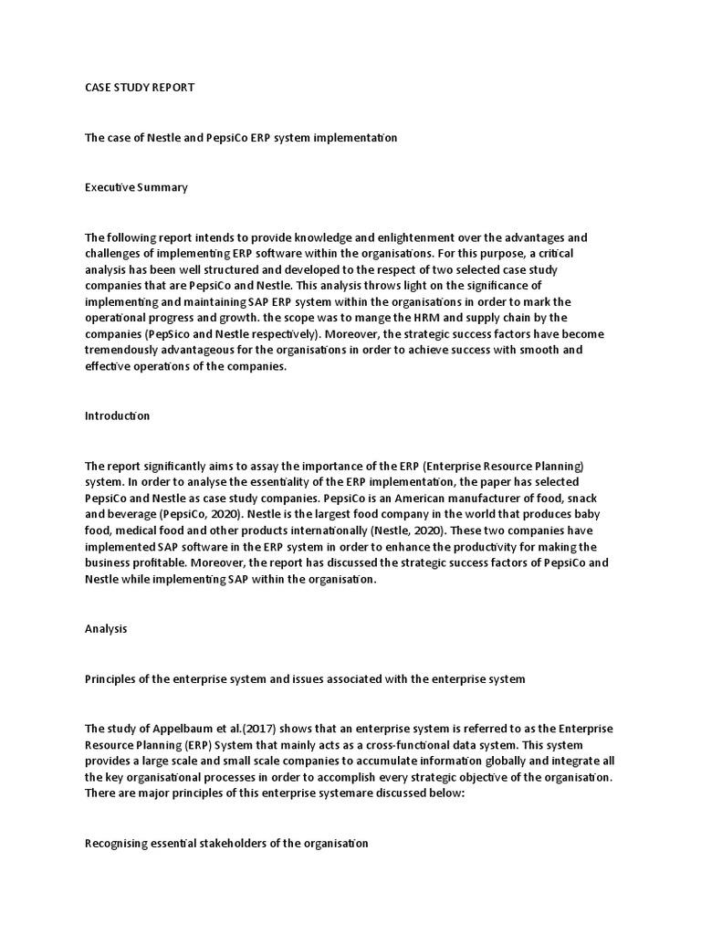 SAP Implementation Case Study: PepsiCo & Nestlé | PDF | Enterprise ...