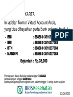 Karta Yth. Bapak/Ibu Ini Adalah Nomor Virtual Account Anda, Yang Bisa Dibayarkan Pada Bank Sebagai Berikut