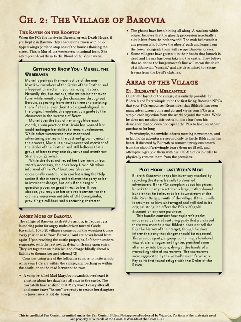 CoS Reloaded Ch. 2 - Village of Barovia - Color PDF | PDF