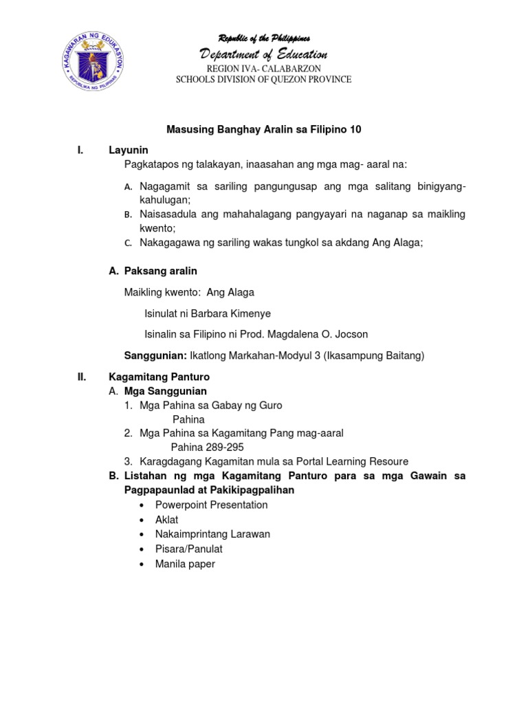 Masusing Banghay Aralin Ang Alaga | PDF