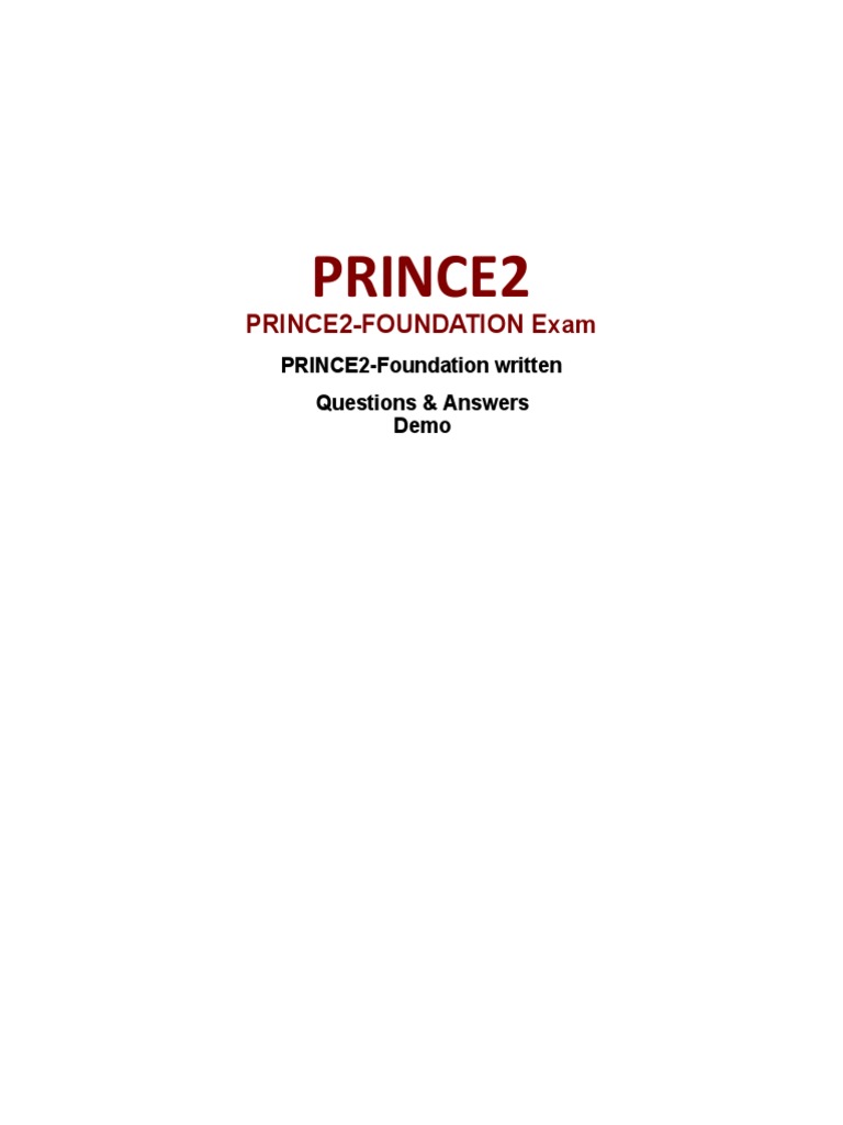 PRINCE2 Foundation Questions PDF