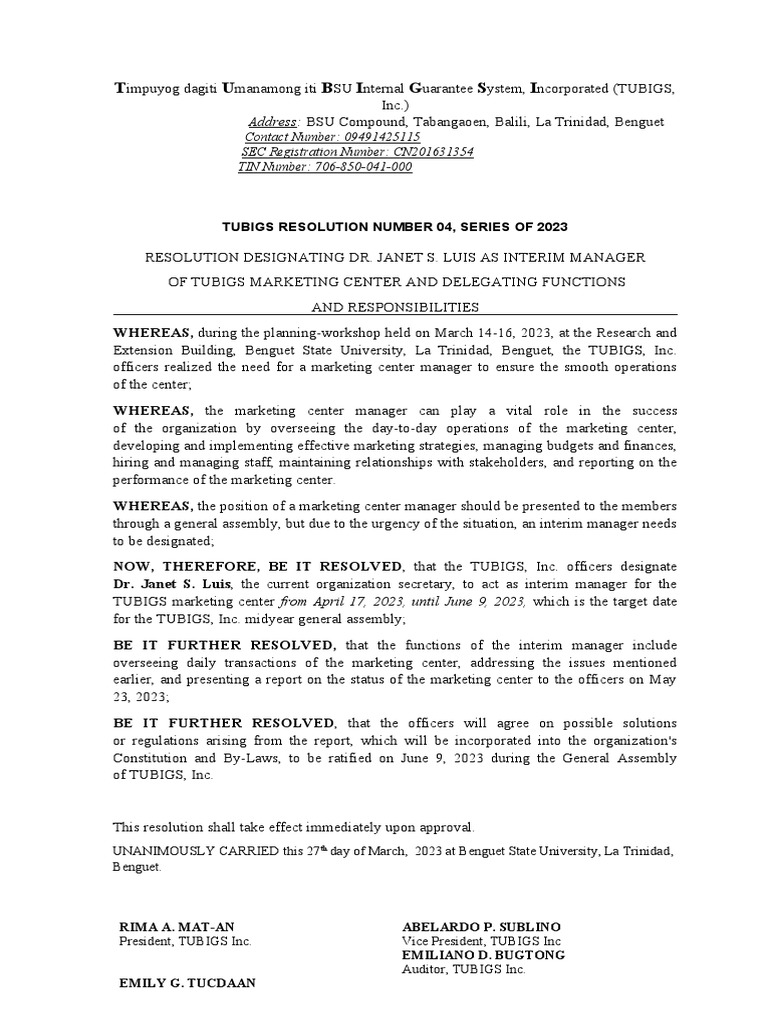 Resolution-No.4 2023 | PDF | Government