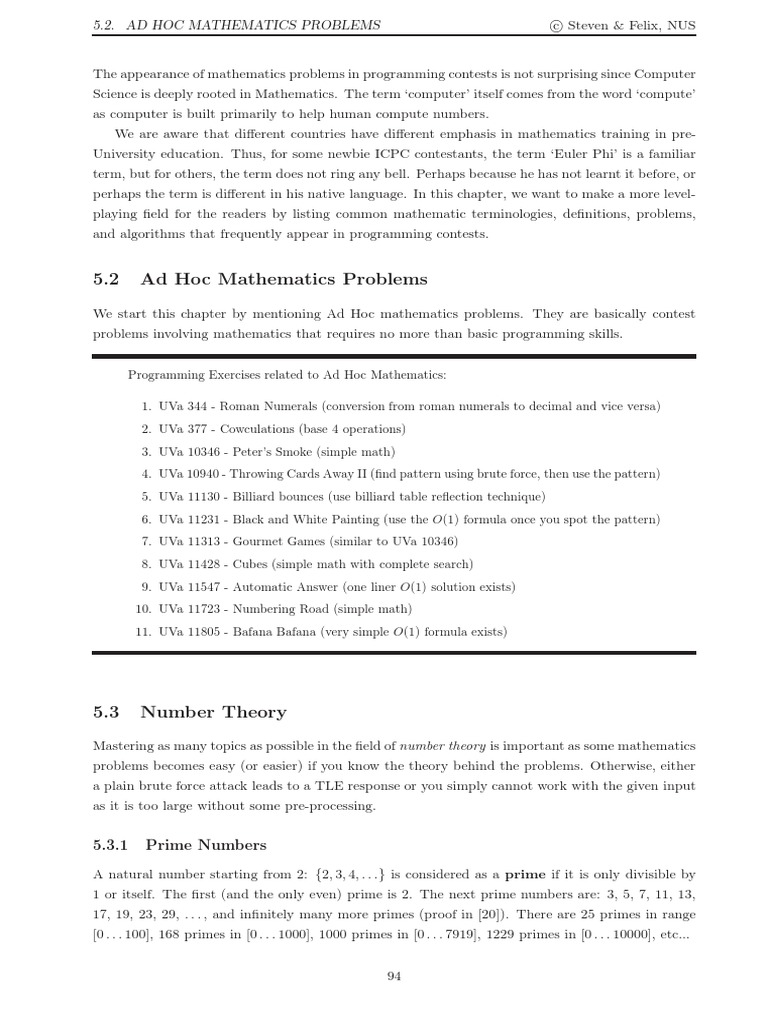 5.2 Ad Hoc Mathematics Problems: 5.3.1 Prime Numbers | PDF ...