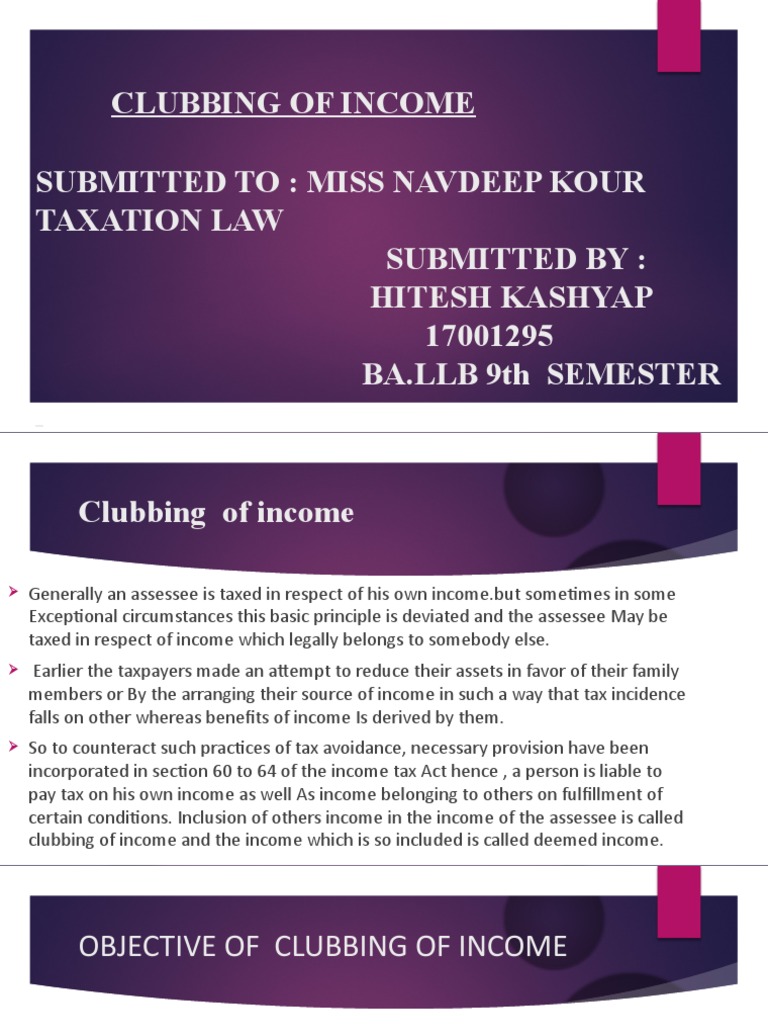 Clubbing of Income in Tax Law | PDF | Taxes | Income