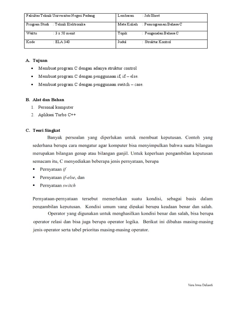 Struktur Kontrol dalam Pemrograman C | PDF