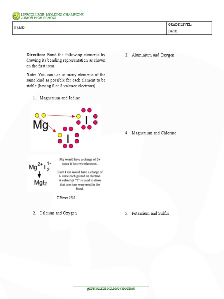 Ionic_Bonding_Worksheet | PDF