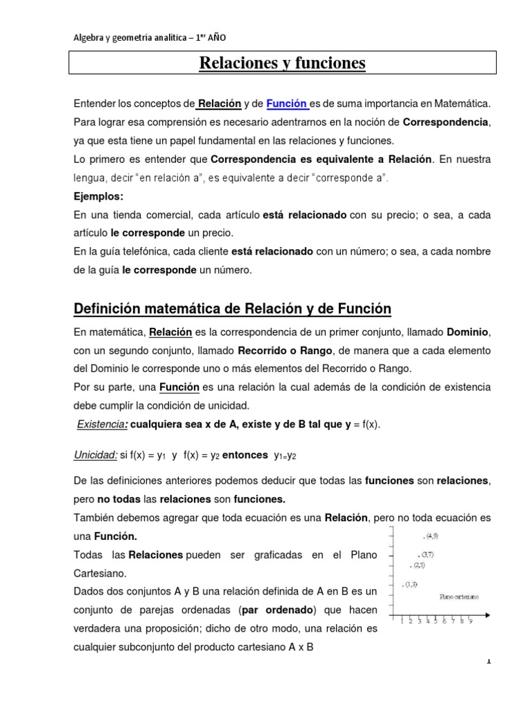 II - Relaciones y Funciones-1 | PDF | Función (Matemáticas) | Pendiente