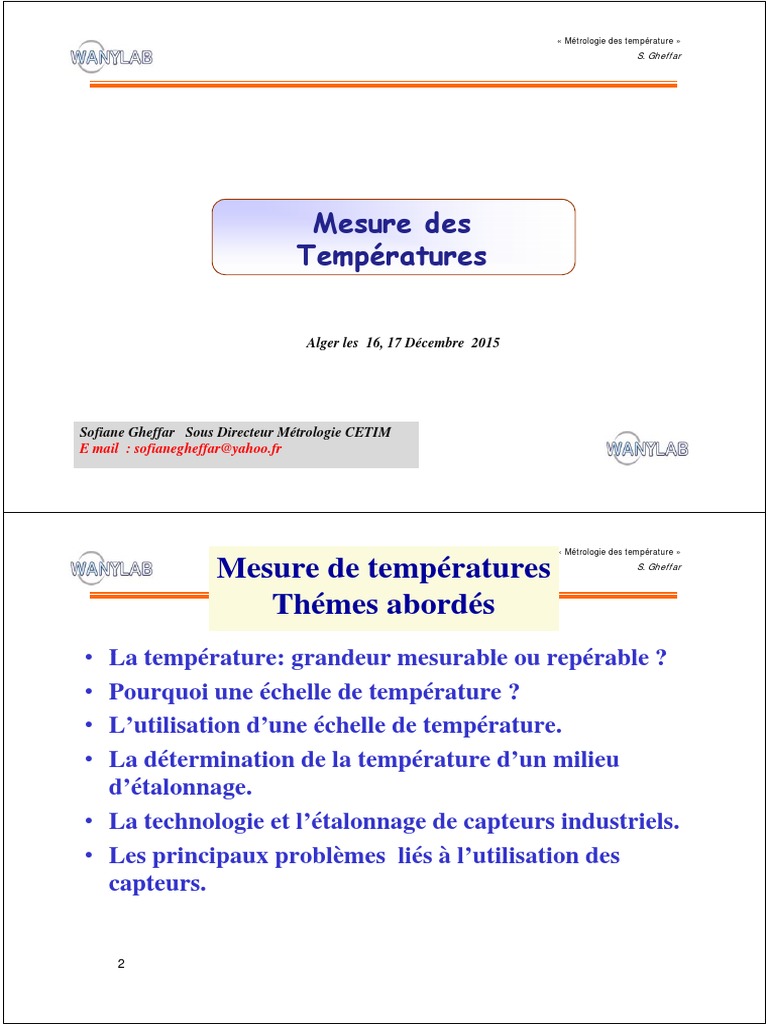 Métrologie Des Températures | PDF | Température | Pression