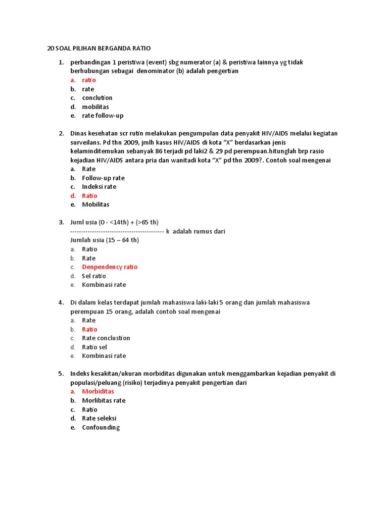 Soal pilihan berganda ratio pdf