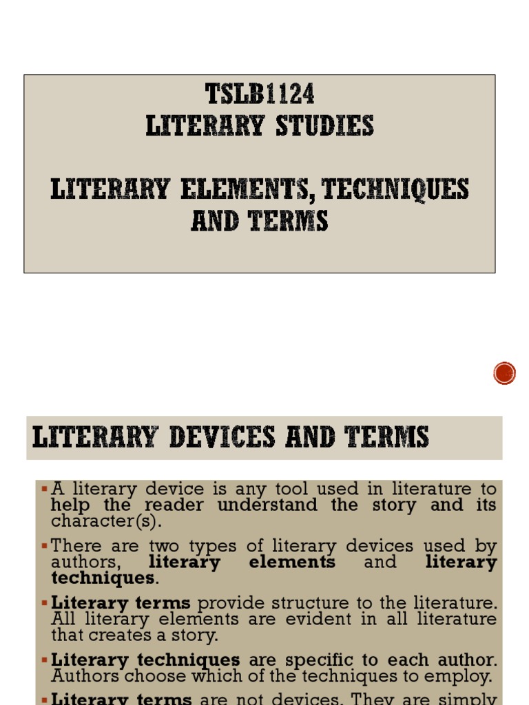 Understanding Literary Devices and Elements | PDF | Narration | Plot ...