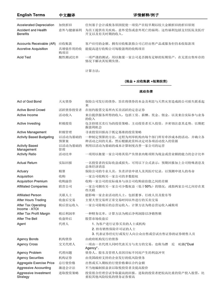 CFA核心词汇| PDF