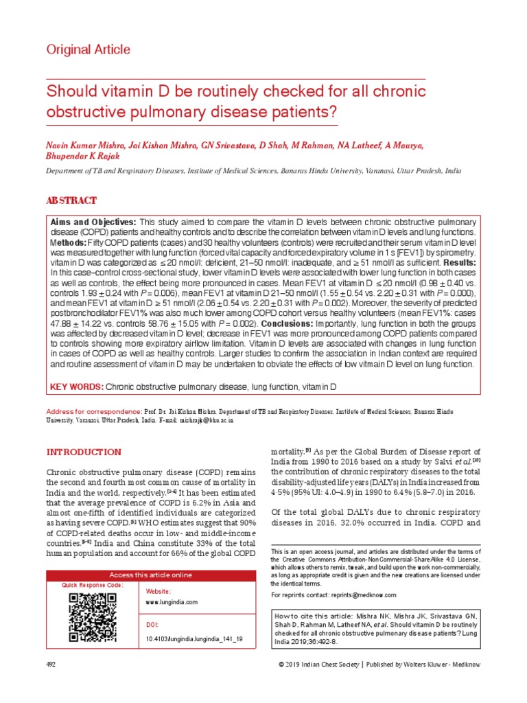 Vit D Routine Check in PD PDF Chronic Obstructive Pulmonary Disease