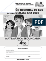 Evaluación Regional de Los Aprendizajes Era 2022: Matemática Secundaria
