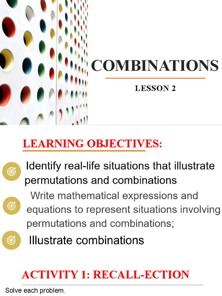 Combinations Lesson 2 PDF Mathematics