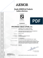 Certificado AENOR cables eléctricos
