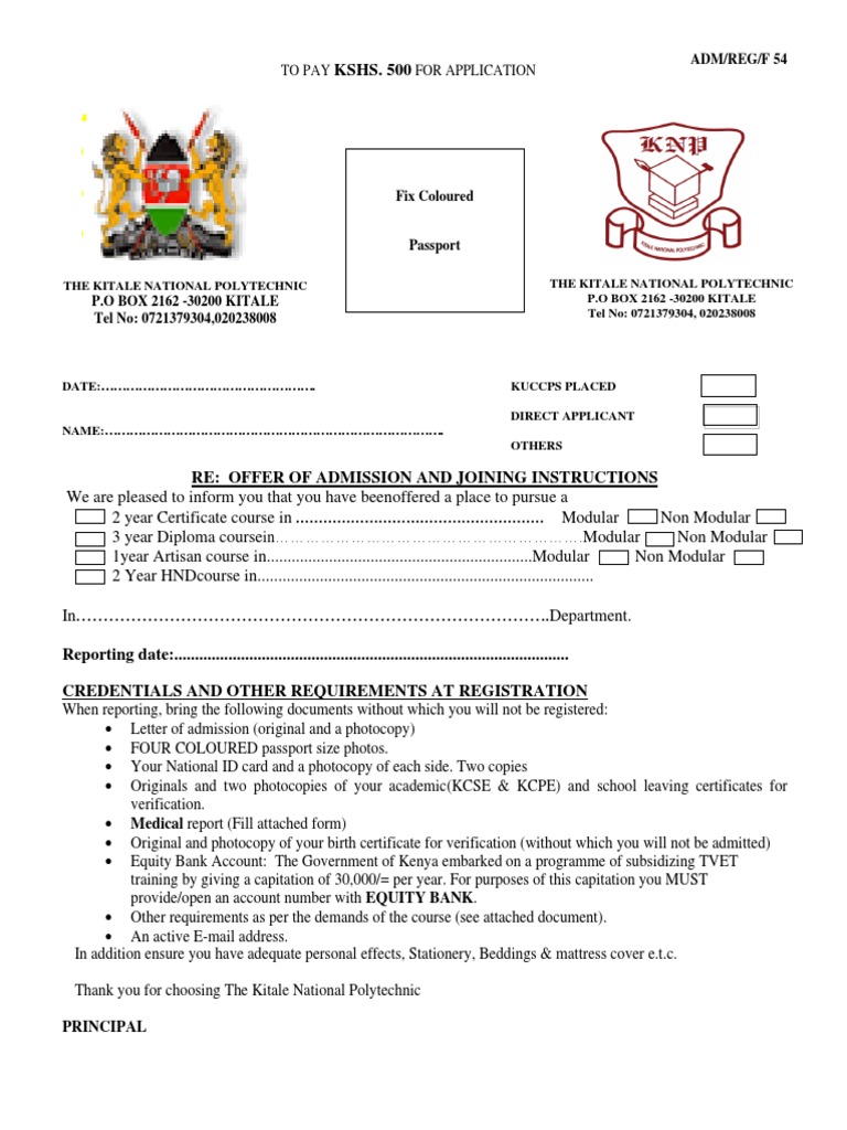 Admission Letter PDF PDF Fee