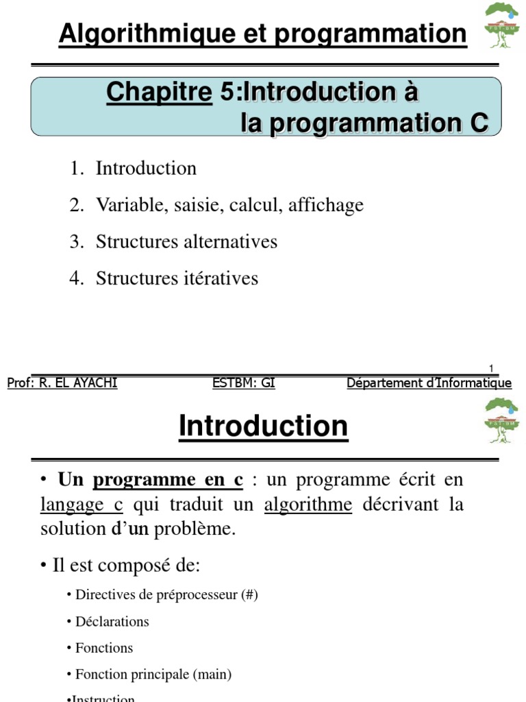 Chapitre N°5 - Introduction À La Programmation C | PDF | Structure de ...