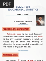 EDMGT 601 Educational Statistics: MEAN - Lesson 1