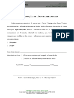 Termo Opção Língua Estrangeira Espanhol e Inglês Adm. e Informática