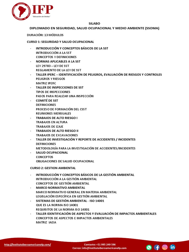 Diplomado en SSOMA y Gestión Ambiental | PDF | Seguridad y salud ...